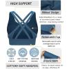 RUNNING GIRL Sports Bra for Women High Support, Criss-Cross Back Padded Strappy Sports Bras Yoga Bra with Removable Cups(Dark Blue)
