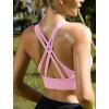 RUNNING GIRL Sports Bra for Women High Support, Criss-Cross Back Padded Strappy Sports Bras Yoga Bra with Removable Cups(Pink)