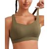 RUNNING GIRL Sports Bra for Women High Support, Molded Cup High Impact Sports Bras with Sewn in Pads Strappy Running Bra(3004 Olive Green)
