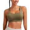 RUNNING GIRL Sports Bra for Women High Support, Molded Cup High Impact Sports Bras with Sewn in Pads Strappy Running Bra(3004 Olive Green)