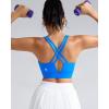 RUNNING GIRL Sports Bra for Women High Support, Molded Cup High Impact Sports Bras with Sewn in Pads Strappy Running Bra(Bright Blue)