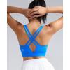 RUNNING GIRL Sports Bra for Women High Support, Molded Cup High Impact Sports Bras with Sewn in Pads Strappy Running Bra(Bright Blue)