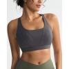 RUNNING GIRL Sports Bra for Women High Support, Molded Cup High Impact Sports Bras with Sewn in Pads Strappy Running Bra(Deep Grey)