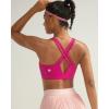 RUNNING GIRL Sports Bra for Women High Support, Molded Cup High Impact Sports Bras with Sewn in Pads Strappy Running Bra(Hot Pink)