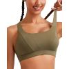 RUNNING GIRL Sports Bra for Women High Support, Molded Cup High Impact Sports Bras with Sewn in Pads Strappy Running Bra(Olive Green)