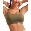 RUNNING GIRL Sports Bra for Women High Support, Molded Cup High Impact Sports Bras with Sewn in Pads Strappy Running Bra(Olive Green)