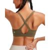 RUNNING GIRL Sports Bra for Women High Support, Molded Cup High Impact Sports Bras with Sewn in Pads Strappy Running Bra(Olive Green)