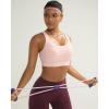 RUNNING GIRL Sports Bra for Women High Support, Molded Cup High Impact Sports Bras with Sewn in Pads Strappy Running Bra(Pink Peony)