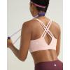 RUNNING GIRL Sports Bra for Women High Support, Molded Cup High Impact Sports Bras with Sewn in Pads Strappy Running Bra(Pink Peony)