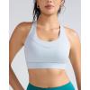 RUNNING GIRL Sports Bra for Women High Support, Molded Cup High Impact Sports Bras with Sewn in Pads Strappy Running Bra(Silver Grey)