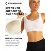 RUNNING GIRL Sports Bra for Women High Support, Molded Cup High Impact Sports Bras with Sewn in Pads Strappy Running Bra(Snow White)