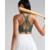 RUNNING GIRL Sports Bra for Women High Support,Criss-Cross Back Strappy Sports Bra Moulded Cup High Impact Workout Top(Ash Green)