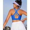 RUNNING GIRL Sports Bra for Women High Support,Criss-Cross Back Strappy Sports Bra Moulded Cup High Impact Workout Top(Bright Blue)