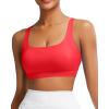 RUNNING GIRL Sports Bra for Women, Molded Cup High Impact Sports Bras for Women with Sewn in Pads(Deep Red)