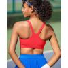 RUNNING GIRL Sports Bra for Women, Molded Cup High Impact Sports Bras for Women with Sewn in Pads(Deep Red)