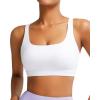 RUNNING GIRL Sports Bra for Women, Molded Cup High Impact Sports Bras for Women with Sewn in Pads(White)