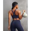 RUNNING GIRL Sports Bra for Women,Adjustable Straps Molded Cup High Impact Sports Bra with Sewn in Pads(Navy Blue)