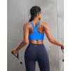 RUNNING GIRL Sports Bra for Women,Adjustable Straps Molded Cup High Impact Sports Bra with Sewn in Pads(Sparkle Blue)