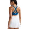 RUNNING GIRL Sports Bra for Women,Molded Cup Strappy Running High Impact Sports Bra with Sewn in Pads(Deep Blue)