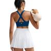 RUNNING GIRL Sports Bra for Women,Molded Cup Strappy Running High Impact Sports Bra with Sewn in Pads(Deep Blue)