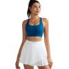 RUNNING GIRL Sports Bra for Women,Molded Cup Strappy Running High Impact Sports Bra with Sewn in Pads(Deep Blue)