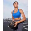 RUNNING GIRL Sports Bra for Women,Molded Cup Strappy Running High Impact Sports Bra with Sewn in Pads(Sparkle Blue)