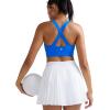 RUNNING GIRL Sports Bra for Women,Molded Cup Strappy Running High Impact Sports Bra with Sewn in Pads(Sparkle Blue)