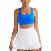 RUNNING GIRL Sports Bra for Women,Molded Cup Strappy Running High Impact Sports Bra with Sewn in Pads(Sparkle Blue)