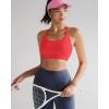 RUNNING GIRL Sports Bra for Women,Y Back Molded Cup Strappy Running Sports Bra with Sewn in Pads(Deep Red)