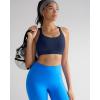 RUNNING GIRL Sports Bra for Women,Y Back Molded Cup Strappy Running Sports Bra with Sewn in Pads(Navy Blue)
