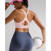 RUNNING GIRL Sports Bra for Women,Y Back Molded Cup Strappy Running Sports Bra with Sewn in Pads(Pink)