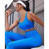 RUNNING GIRL Sports Bra for Women,Y Back Molded Cup Strappy Running Sports Bra with Sewn in Pads(Sparkle Blue)