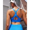 RUNNING GIRL Sports Bra for Women,Y Back Molded Cup Strappy Running Sports Bra with Sewn in Pads(Sparkle Blue)