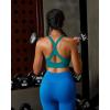RUNNING GIRL Sports Bra for Women,Y Back Molded Cup Strappy Running Sports Bra with Sewn in Pads(Teal)