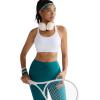RUNNING GIRL Sports Bra for Women,Y Back Molded Cup Strappy Running Sports Bra with Sewn in Pads(White)