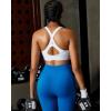 RUNNING GIRL Sports Bra for Women,Y Back Molded Cup Strappy Running Sports Bra with Sewn in Pads(White)