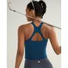 RUNNING GIRL Sports Bras for Women High Impact, Molded Cup Compression Running Tops with Removable Pads, Best for A-D Cup(Navy Blue)