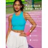 RUNNING GIRL Sports Bras for Women High Impact Seamless Ribbed Longline High Neck Workout Crop Tank Tops Padded(A-teal Lagoon)