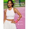 RUNNING GIRL Sports Bras for Women High Impact Seamless Ribbed Longline High Neck Workout Crop Tank Tops Padded(A-white)