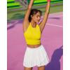 RUNNING GIRL Sports Bras for Women High Impact Seamless Ribbed Longline High Neck Workout Crop Tank Tops Padded(A-yellow)