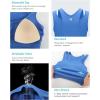 RUNNING GIRL Sports Bras for Women High Impact Seamless Ribbed Longline High Neck Workout Crop Tank Tops Padded(B-bright Blue)