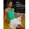 RUNNING GIRL Sports Bras for Women High Impact Seamless Ribbed Longline High Neck Workout Crop Tank Tops Padded(B-bright Green)