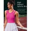 RUNNING GIRL Sports Bras for Women High Impact Seamless Ribbed Longline High Neck Workout Crop Tank Tops Padded(B-hot Pink)