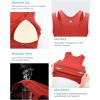 RUNNING GIRL Sports Bras for Women High Impact Seamless Ribbed Longline High Neck Workout Crop Tank Tops Padded(B-red)