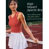 RUNNING GIRL Sports Bras for Women High Impact Seamless Ribbed Longline High Neck Workout Crop Tank Tops Padded(B-red)