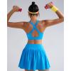 RUNNING GIRL Sports Bras for Women High Support, Adjustable Straps Hook Back Sports Bras for Women with Sewn in Pads(Bright Blue)