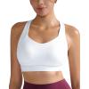 RUNNING GIRL Sports Bras for Women High Support Molded Cup High Impact Sports Bras with Sewn in Pads Racerback Running Bra(Snow White)