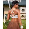 RUNNING GIRL Sports Bras for Women High Support, Molded Cup High Impact Sports Bras with Sewn in Pads Strappy Yoga Bra(White)