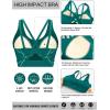 RUNNING GIRL Sports Bras for Women High Support, Molded Cup Strappy High Impact Sports Bras for Women with Sewn in Pads(Dark Green)