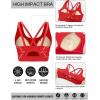 RUNNING GIRL Sports Bras for Women High Support, Molded Cup Strappy High Impact Sports Bras for Women with Sewn in Pads(Red)